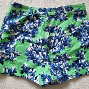 J. Crew Chino Shorts Green Blue White Floral Women's Size 2 Cotton Linen